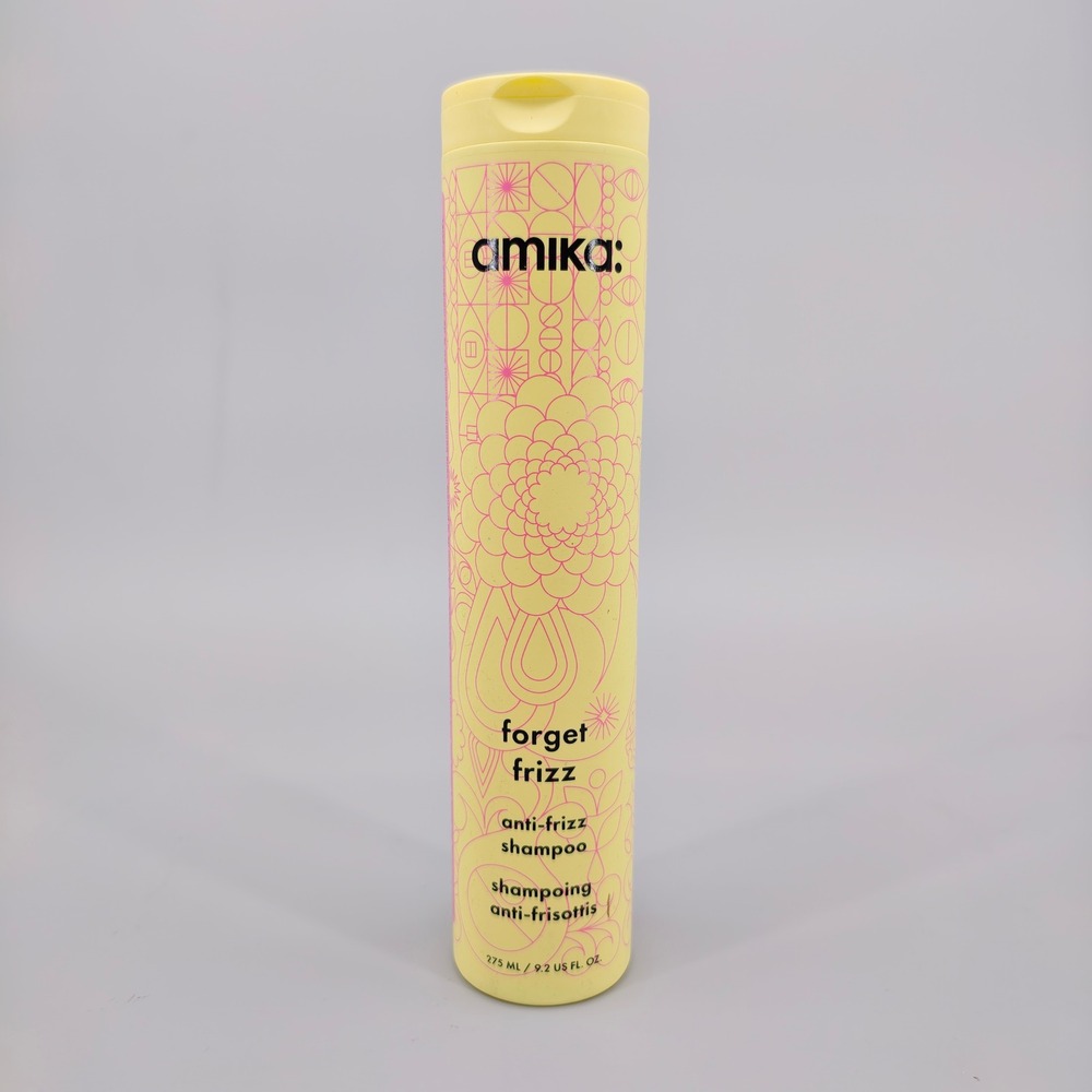 Amika Forget Frizz Anti-Frizz Shampoo 9.2 oz Smoothing Glycolic Acid Yellow